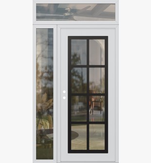 Diamond C16 50" x 96" white/white clear Glass Panel black RHI with Sidelite and Transom clear Glass