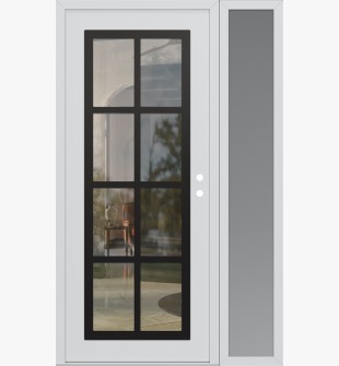 Diamond C16 48" x 80" white/white clear Glass Panel black LHI with Sidelite frosted Glass