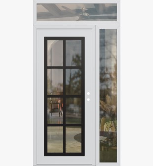 Diamond C16 48" x 96" white/white clear Glass Panel black LHI with Sidelite and Transom clear Glass