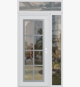 Diamond C16 50" x 96" white/white clear Glass Panel stainless steel LHI with Sidelite and Transom clear Glass