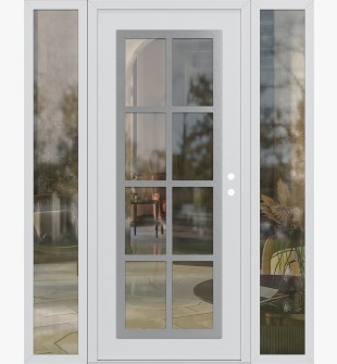 Diamond C16 60" x 80" white/white clear Glass Panel stainless steel LHI with 2 Sidelites clear Glass