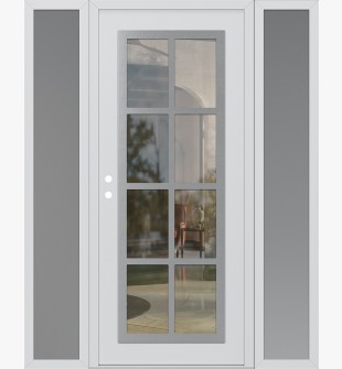 Diamond C16 68" x 80" white/white clear Glass Panel stainless steel RHI with 2 Sidelites frosted Glass