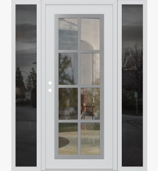 Diamond C16 60" x 80" white/white clear Glass Panel stainless steel RHI with 2 Sidelites mirrored Glass
