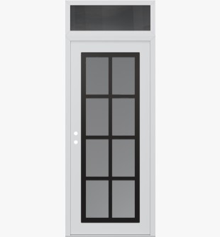 Diamond C16 36" x 96" white/white frosted Glass Panel black RHI with Transom mirrored Glass