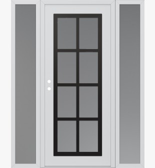 Diamond C16 64" x 80" white/white frosted Glass Panel black RHI with 2 Sidelites frosted Glass