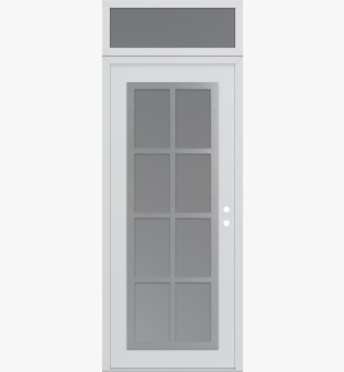 Diamond C16 36" x 96" white/white frosted Glass Panel stainless steel LHI with Transom frosted Glass