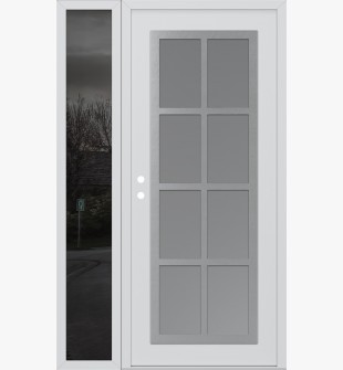 Diamond C16 50" x 80" white/white frosted Glass Panel stainless steel RHI with Sidelite mirrored Glass