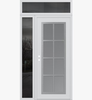 Diamond C16 50" x 96" white/white frosted Glass Panel stainless steel RHI with Sidelite and Transom mirrored Glass