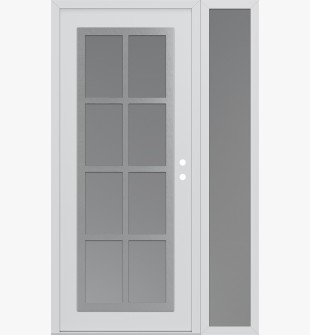 Diamond C16 48" x 80" white/white frosted Glass Panel stainless steel LHI with Sidelite frosted Glass