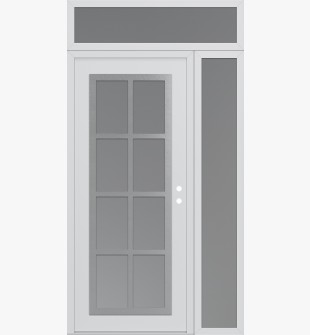 Diamond C16 52" x 96" white/white frosted Glass Panel stainless steel LHI with Sidelite and Transom frosted Glass