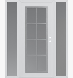 Diamond C16 64" x 80" white/white frosted Glass Panel stainless steel LHI with 2 Sidelites frosted Glass