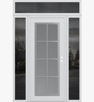Diamond C16 60" x 96" white/white frosted Glass Panel stainless steel LHI with 2 Sidelites and Transom mirrored Glass