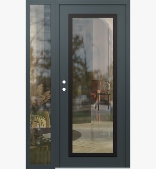 Diamond C1 52" x 80" anthracite/anthracite clear Glass Panel black RHI with Sidelite clear Glass