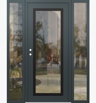 Diamond C1 64" x 80" anthracite/anthracite clear Glass Panel black RHI with 2 Sidelites clear Glass