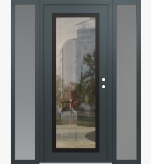 Diamond C1 68" x 80" anthracite/anthracite clear Glass Panel black LHI with 2 Sidelites frosted Glass