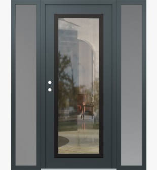 Diamond C1 64" x 80" anthracite/anthracite clear Glass Panel black RHI with 2 Sidelites frosted Glass