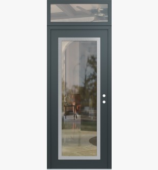 Diamond C1 36" x 96" anthracite/anthracite clear Glass Panel stainless steel LHI with Transom clear Glass