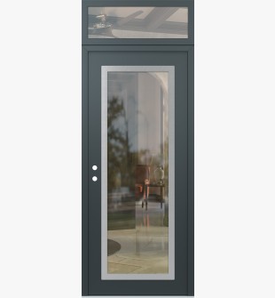 Diamond C1 36" x 96" anthracite/anthracite clear Glass Panel stainless steel RHI with Transom clear Glass