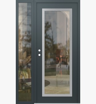 Diamond C1 52" x 80" anthracite/anthracite clear Glass Panel stainless steel RHI with Sidelite clear Glass