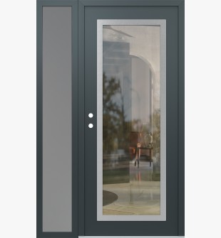 Diamond C1 52" x 80" anthracite/anthracite clear Glass Panel stainless steel RHI with Sidelite frosted Glass