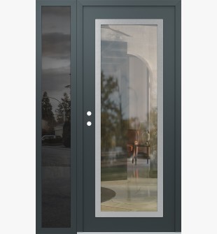 Diamond C1 48" x 80" anthracite/anthracite clear Glass Panel stainless steel RHI with Sidelite mirrored Glass