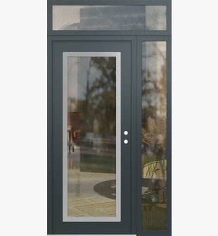 Diamond C1 48" x 96" anthracite/anthracite clear Glass Panel stainless steel LHI with Sidelite and Transom clear Glass