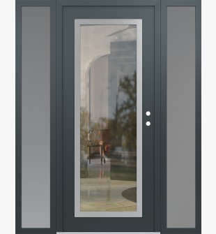 Diamond C1 68" x 80" anthracite/anthracite clear Glass Panel stainless steel LHI with 2 Sidelites frosted Glass