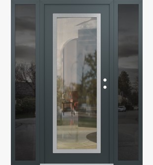 Diamond C1 60" x 80" anthracite/anthracite clear Glass Panel stainless steel LHI with 2 Sidelites mirrored Glass