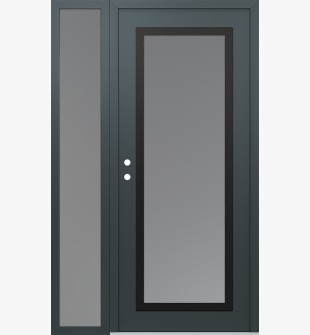 Diamond C1 48" x 80" anthracite/anthracite frosted Glass Panel black RHI with Sidelite frosted Glass