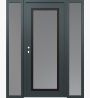 Diamond C1 64" x 80" anthracite/anthracite frosted Glass Panel black RHI with 2 Sidelites frosted Glass