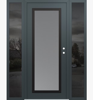 Diamond C1 60" x 80" anthracite/anthracite frosted Glass Panel black LHI with 2 Sidelites mirrored Glass