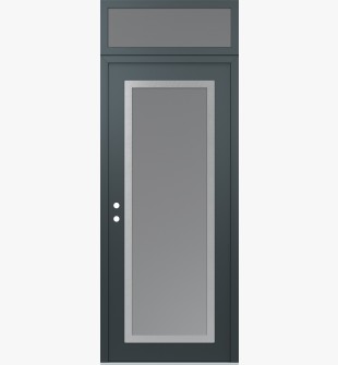 Diamond C1 36" x 96" anthracite/anthracite frosted Glass Panel stainless steel RHI with Transom frosted Glass