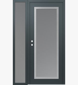 Diamond C1 52" x 80" anthracite/anthracite frosted Glass Panel stainless steel RHI with Sidelite frosted Glass