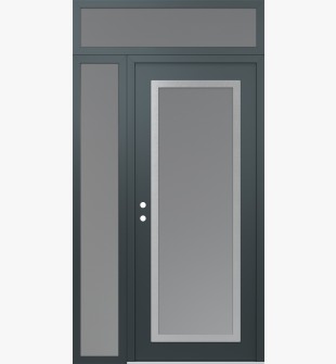Diamond C1 48" x 96" anthracite/anthracite frosted Glass Panel stainless steel RHI with Sidelite and Transom frosted Glass