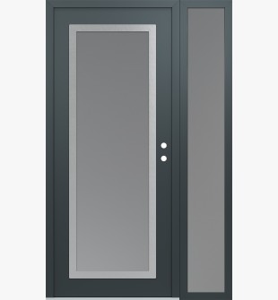 Diamond C1 48" x 80" anthracite/anthracite frosted Glass Panel stainless steel LHI with Sidelite frosted Glass