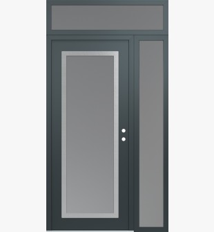 Diamond C1 50" x 96" anthracite/anthracite frosted Glass Panel stainless steel LHI with Sidelite and Transom frosted Glass