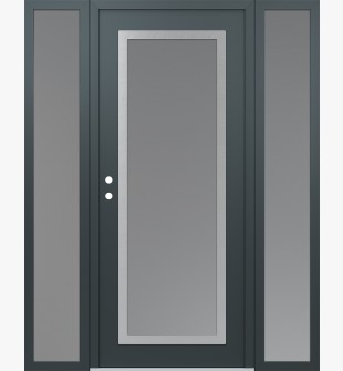 Diamond C1 60" x 80" anthracite/anthracite frosted Glass Panel stainless steel RHI with 2 Sidelites frosted Glass