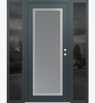 Diamond C1 60" x 80" anthracite/anthracite frosted Glass Panel stainless steel LHI with 2 Sidelites mirrored Glass