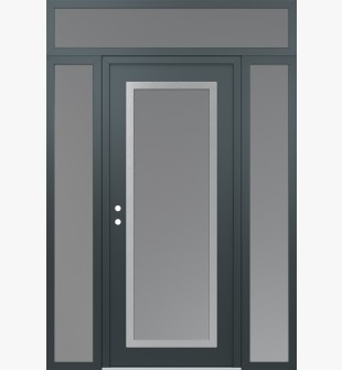 Diamond C1 60" x 96" anthracite/anthracite frosted Glass Panel stainless steel RHI with 2 Sidelites and Transom frosted Glass