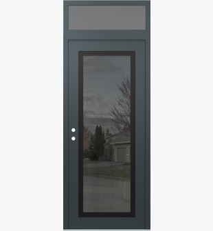 Diamond C1 36" x 96" anthracite/anthracite mirrored Glass Panel black RHI with Transom frosted Glass