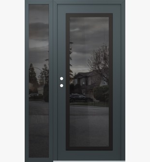 Diamond C1 50" x 80" anthracite/anthracite mirrored Glass Panel black RHI with Sidelite mirrored Glass