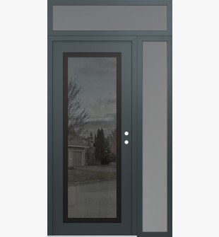 Diamond C1 48" x 96" anthracite/anthracite mirrored Glass Panel black LHI with Sidelite and Transom frosted Glass