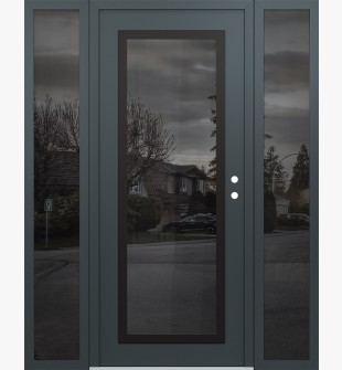Diamond C1 64" x 80" anthracite/anthracite mirrored Glass Panel black LHI with 2 Sidelites mirrored Glass