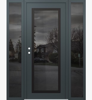Diamond C1 60" x 80" anthracite/anthracite mirrored Glass Panel black RHI with 2 Sidelites mirrored Glass