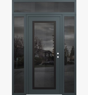Diamond C1 60" x 96" anthracite/anthracite mirrored Glass Panel black LHI with 2 Sidelites and Transom mirrored Glass