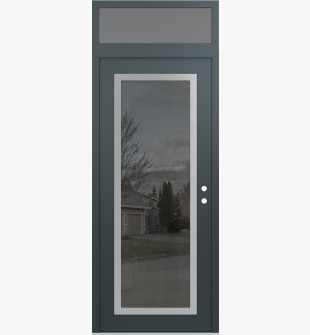 Diamond C1 36" x 96" anthracite/anthracite mirrored Glass Panel stainless steel LHI with Transom frosted Glass