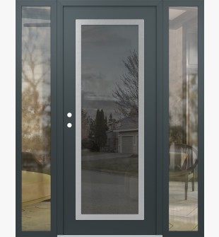 Diamond C1 60" x 80" anthracite/anthracite mirrored Glass Panel stainless steel RHI with 2 Sidelites clear Glass