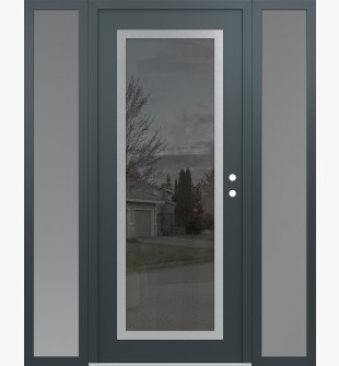 Diamond C1 64" x 80" anthracite/anthracite mirrored Glass Panel stainless steel LHI with 2 Sidelites frosted Glass