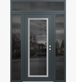 Diamond C1 64" x 96" anthracite/anthracite mirrored Glass Panel stainless steel LHI with 2 Sidelites and Transom mirrored Glass