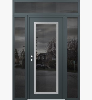 Diamond C1 68" x 96" anthracite/anthracite mirrored Glass Panel stainless steel RHI with 2 Sidelites and Transom mirrored Glass